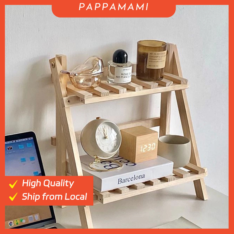 INSTA Style Woody Double Layer Folding Storage Rack / Desktop Rack ...