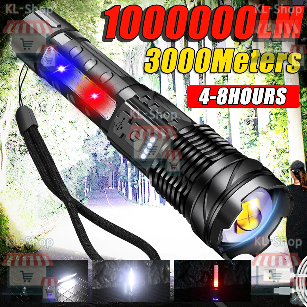A76 High Power LED lampu suluh Rechargeable Flashlight 18650 Battery ...