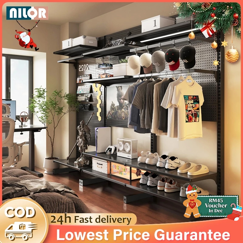 【NEW】Adjustable Height Storage Rack Pegboard Perforated Display Rack ...