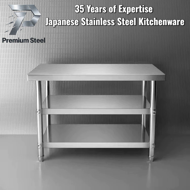 Kitchen Workbench 304 Stainless Steel Round Corner Heavy Duty Storage ...