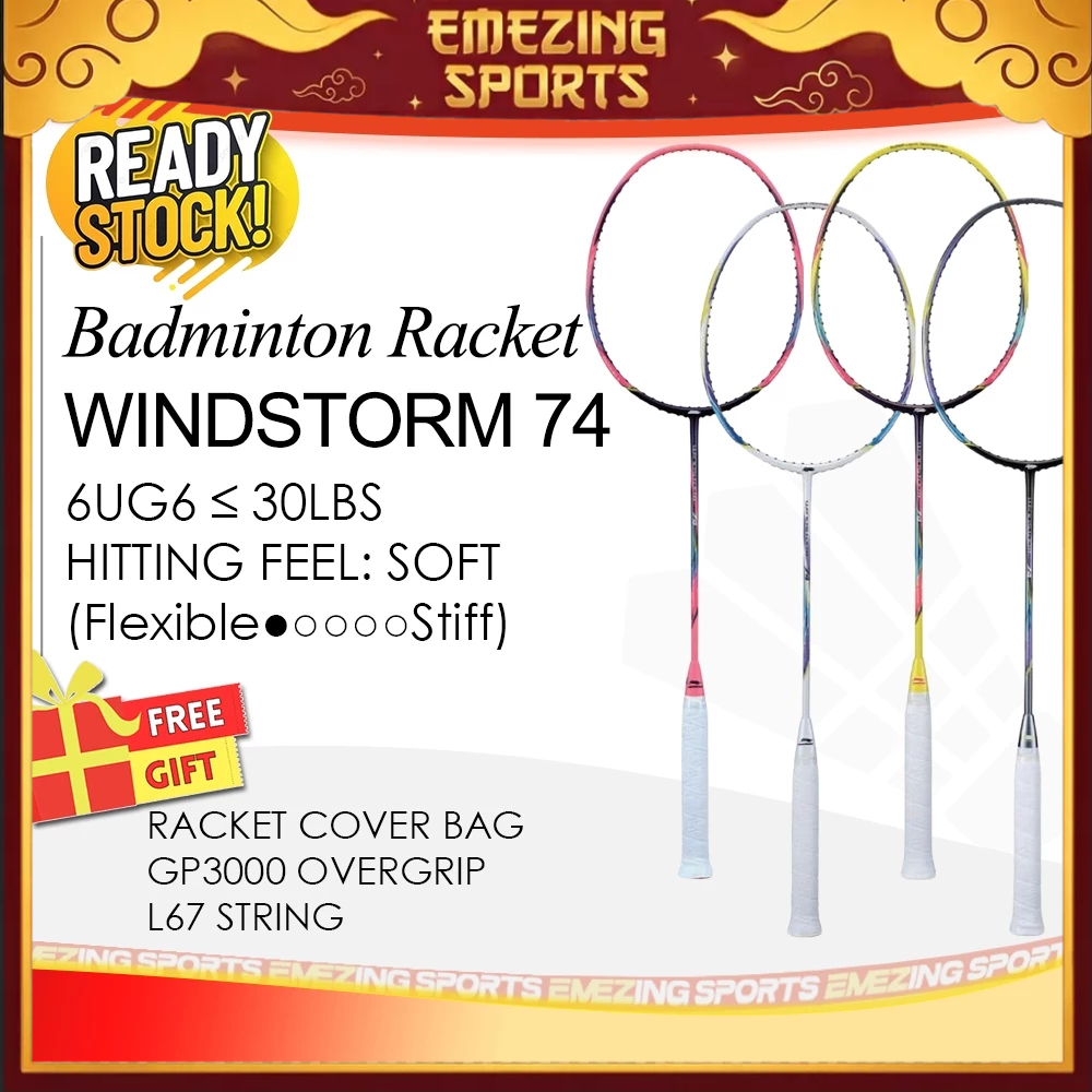 (100% ORIGINAL) Windstorm 74 Super Light Badminton Racquet Unstrung ...