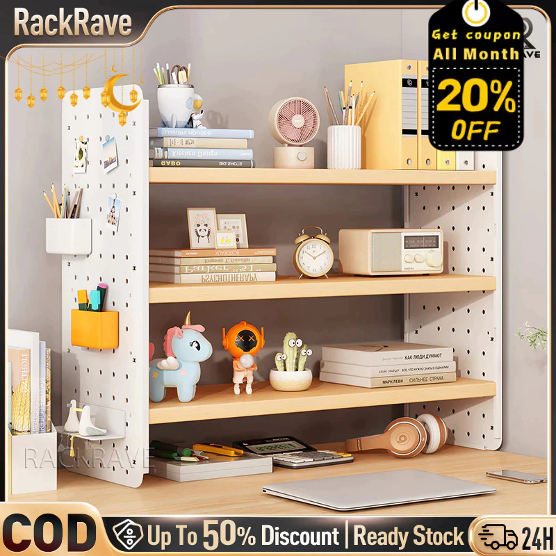RR-Pegboard Desktop Storage Rack Desk Oranizers&Bookshelf Office ...
