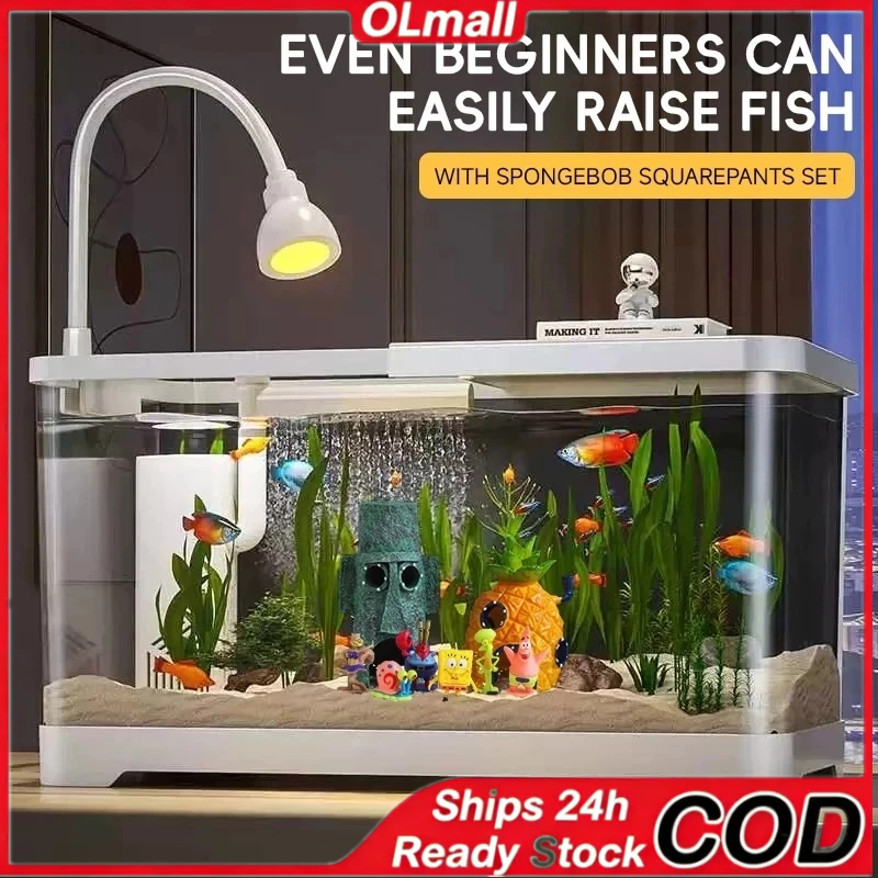 Aquarium Desktop Fish Tank,Starter Kit Desk Aquarium,AS Plastic ...