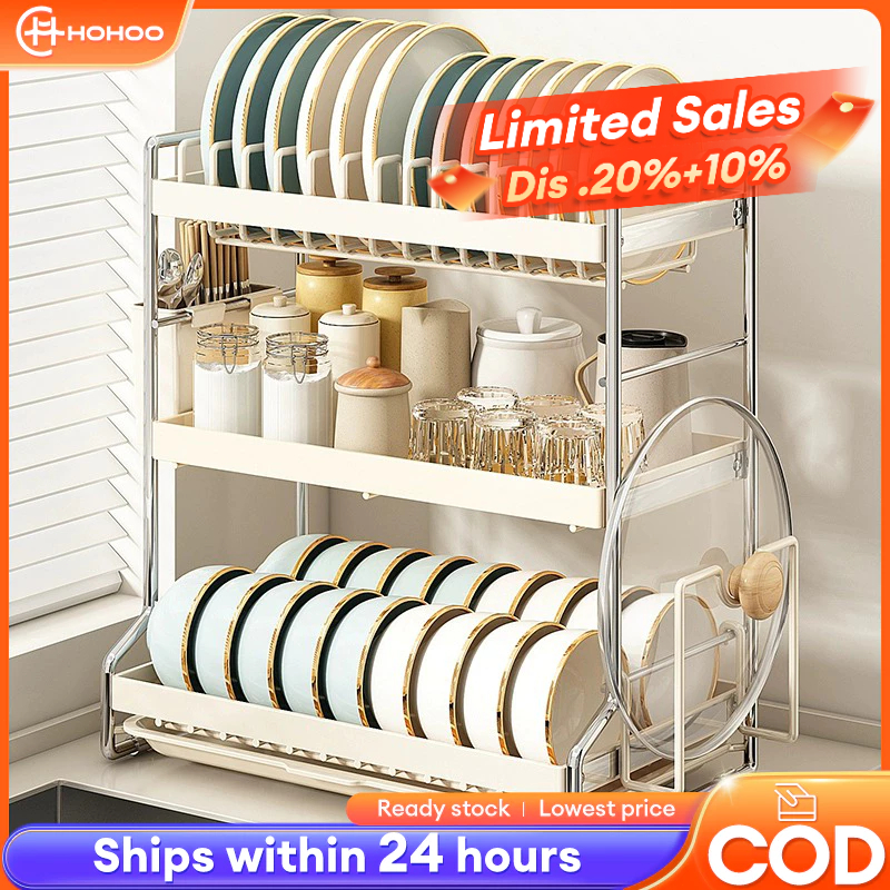 Stainless Steel Dish Dryer Rak Countertop Kitchen Dish Rack Cup Holder ...