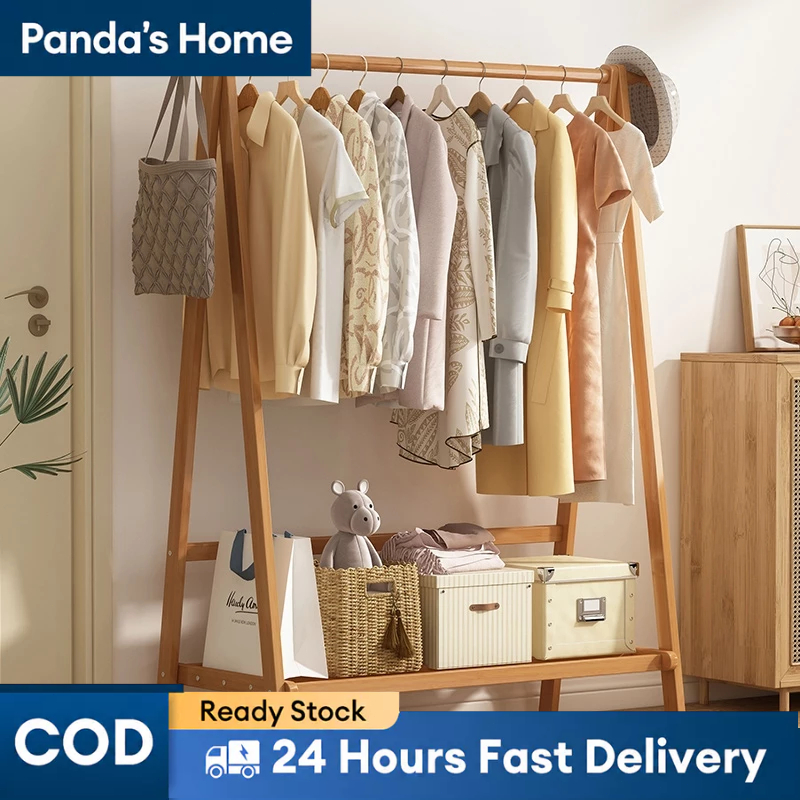 Solid Wood Clothes Rack Foldable Clothes Hanger Stand Coat Rack Rak ...