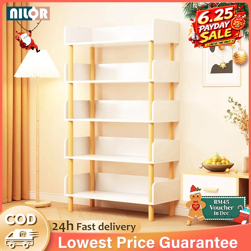 5 Tier Multipurpose Bookshelf Office File Storage Rack White Decorative ...