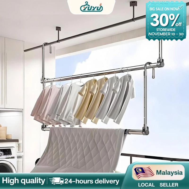Clothes Drying Rack Stainless Steel Extendable Drying Rack Ceiling ...
