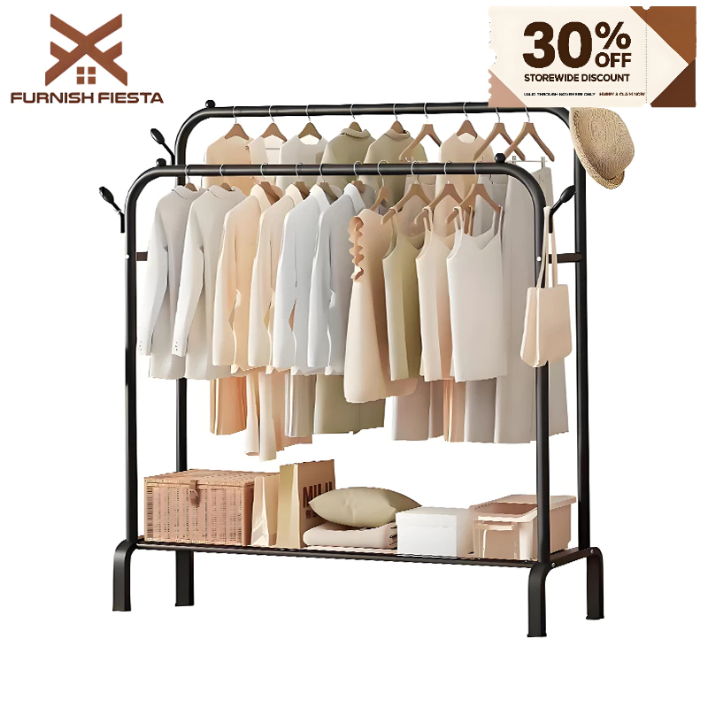 𝐅𝐔𝐑𝐍𝐈𝐒𝐇 𝐅𝐈𝐄𝐒𝐓𝐀 Single & Double Pole Clothes Rack Drying Rack Floor ...