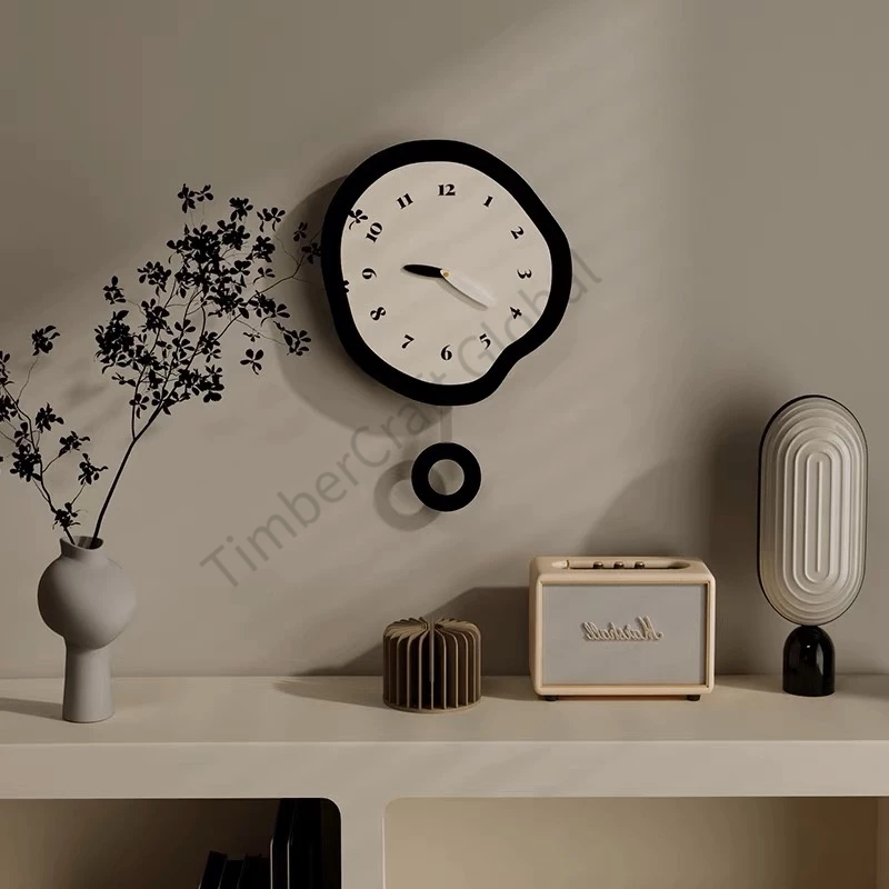 Beige style living room wall clock silent wall clock light luxury ...