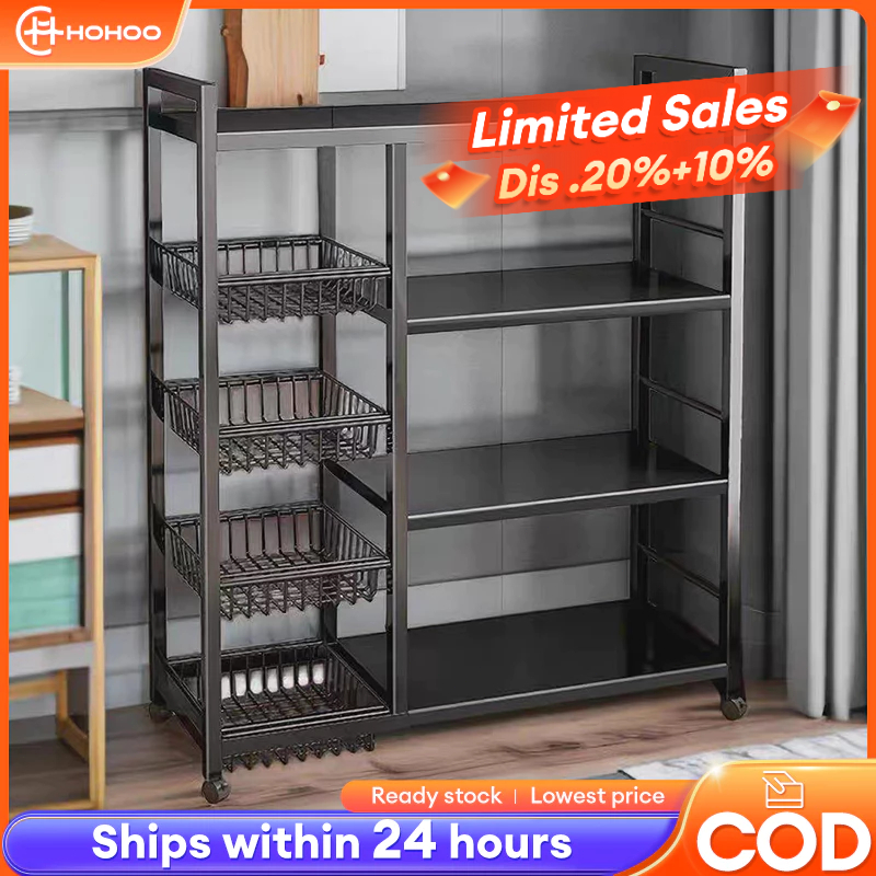 Dapur Kitchen rack 4/5 Tire Microwave storage with Wheels organizer ...