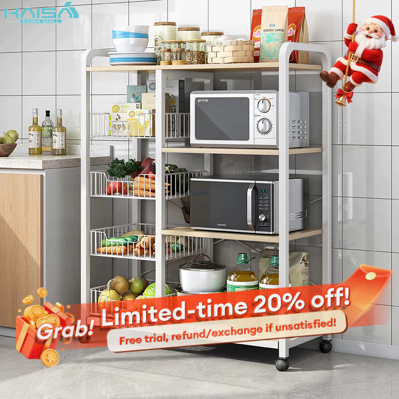 Multipurpose Kitchen Storage Rack with Wheel Microwave Oven Shelf Rak ...