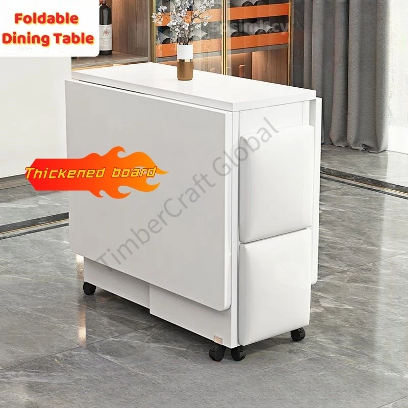 Folding dining table multi-functional home movable table and four ...