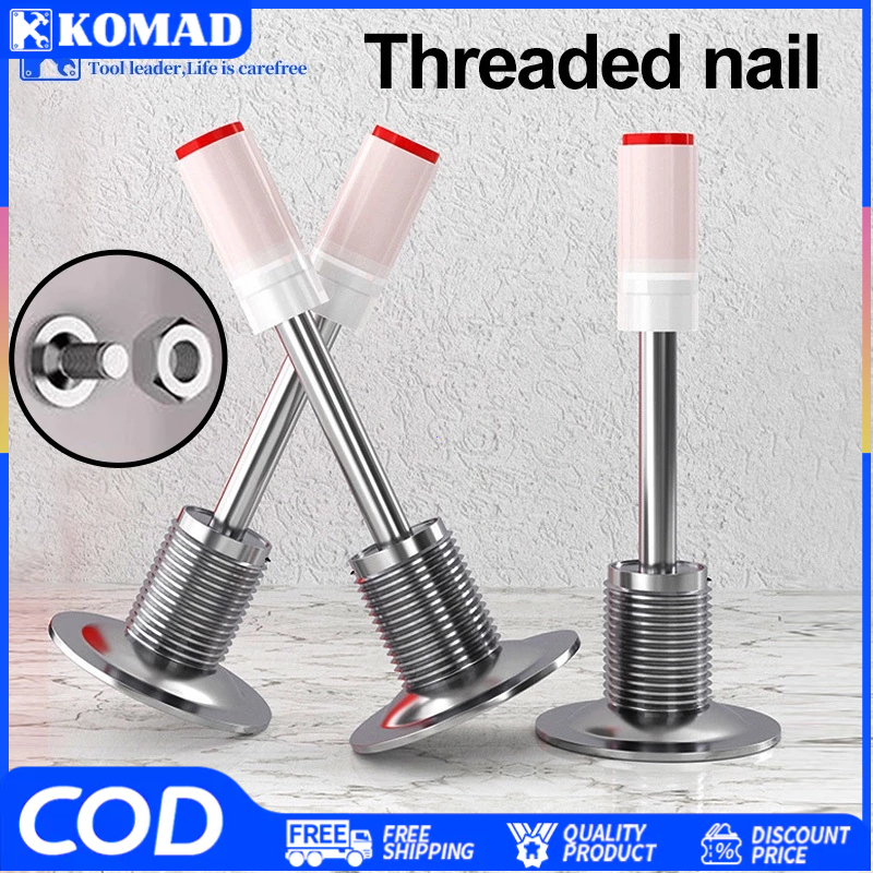 【Free Nut】Threaded Nail Round Nail With Thread Nail Gun Steel Nails ...