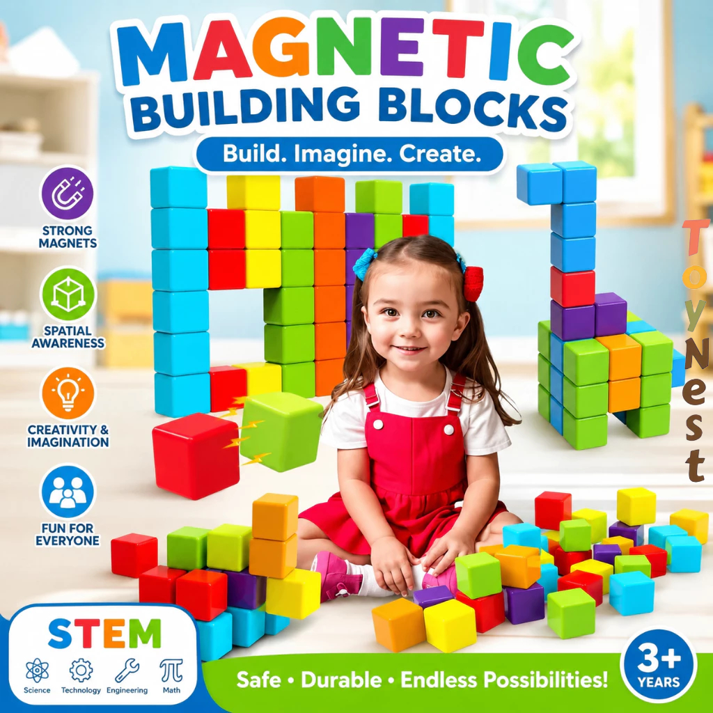 72PCS Magnetic Puzzle Cube Building Blocks Set STEM Educational DIY ...