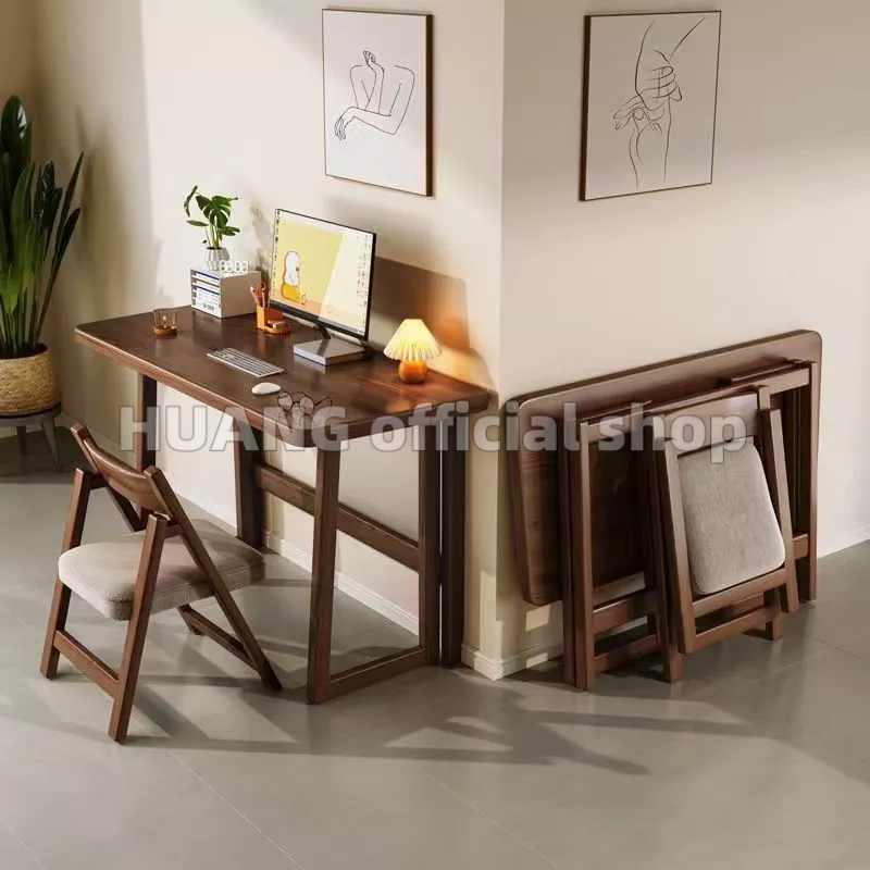 2024 NEW Computer desk foldable home bedroom bedside table solid wood ...