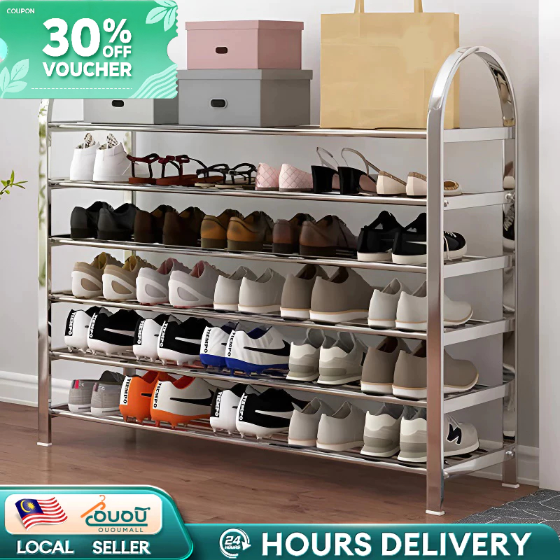 Stainless Steel Shoe Rack Shoe Cabinet Rack Rak Besi Indoor Outdoor ...