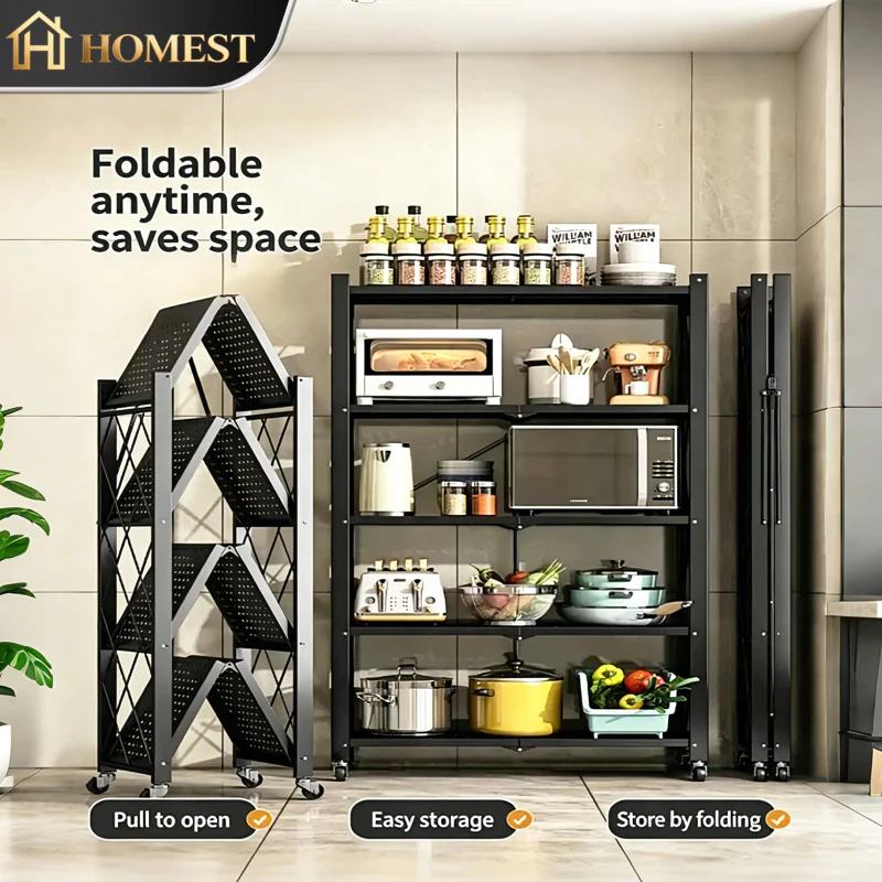 HM Foldable Storage Rack Kitchen Rack RaK Dapur Microwave shelf Rak ...