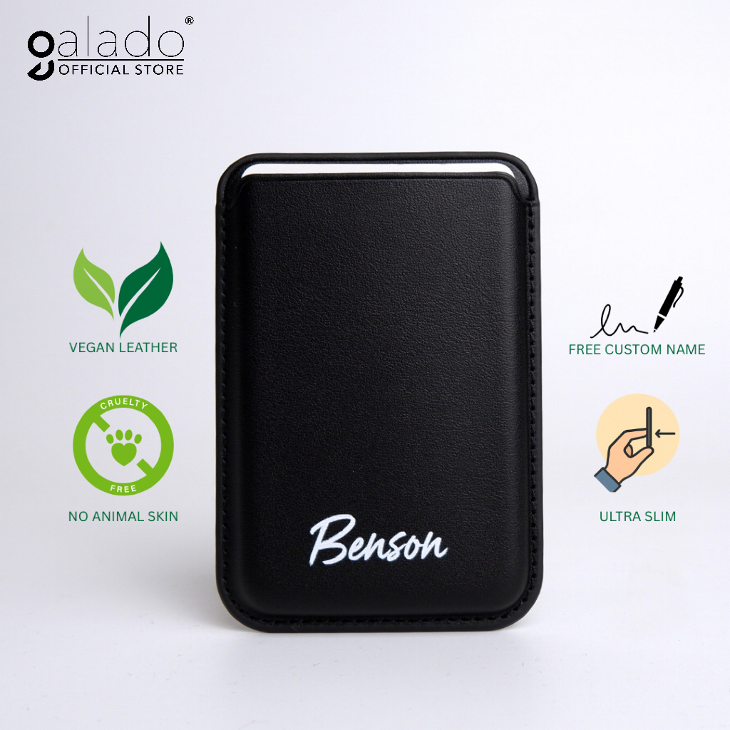GALADO SlimMag Leather Wallet (Vegan Leather) With Name Customisation ...