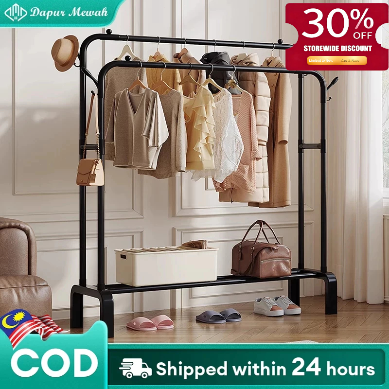 Clothes Rack Single/Double Pole Strong Steel Structure Laundry Rack ...
