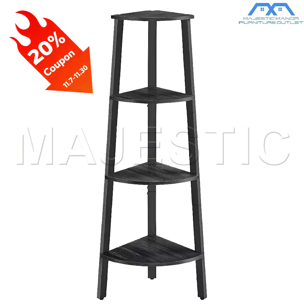 𝐌𝐀𝐉𝐄𝐒𝐓𝐈𝐂 Rak Buku 4-Tier Bookshelf Home Living Room Bedroom Corner Rack ...