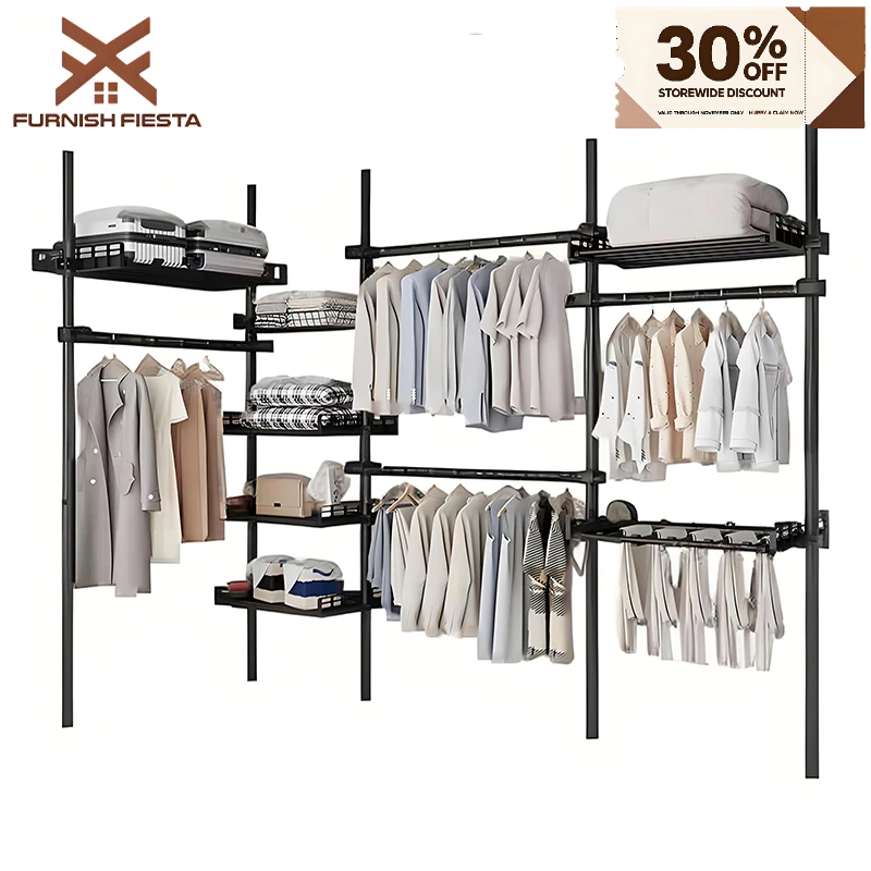 𝐅𝐔𝐑𝐍𝐈𝐒𝐇 𝐅𝐈𝐄𝐒𝐓𝐀 Clothes Rack Telescopic Strong Steel Structure Laundry ...