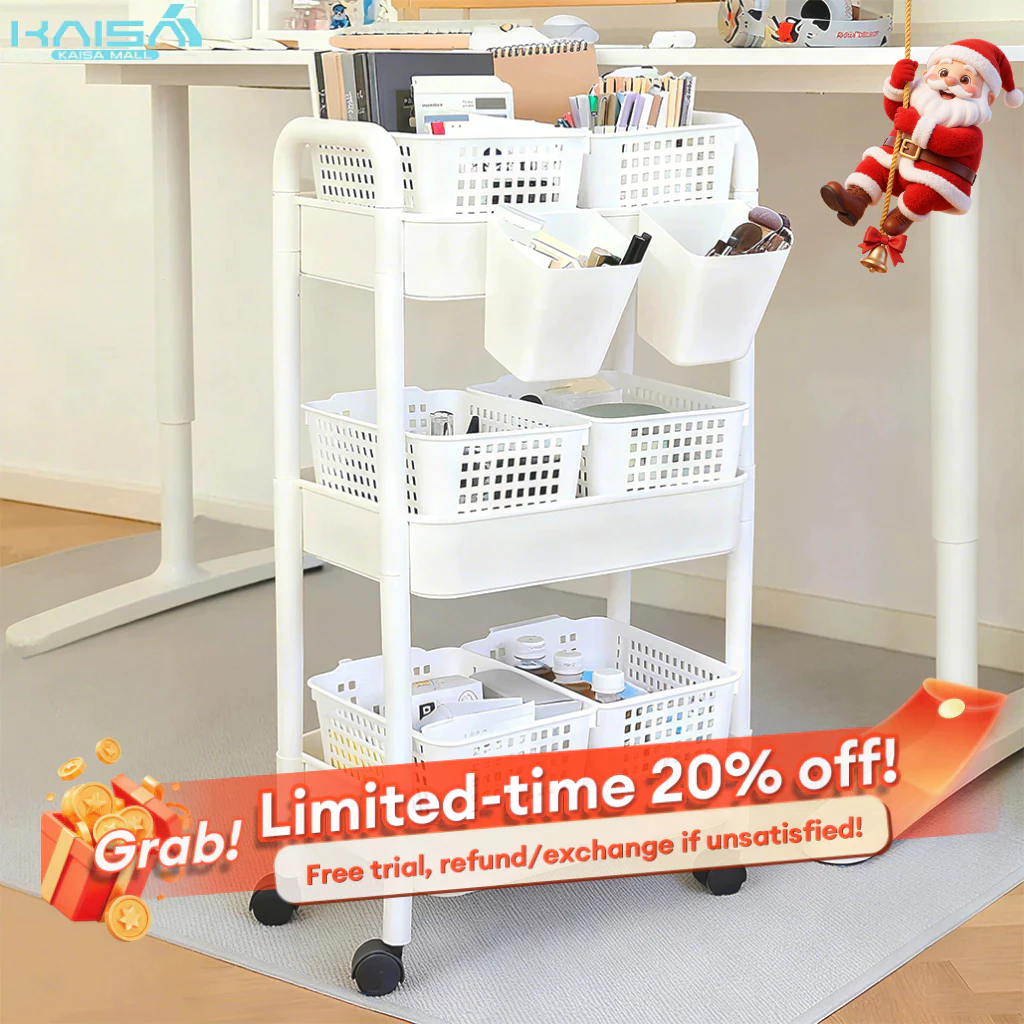 Multi-Layer Storage Trolley Rack Office Shelves Home Kitchen&Bedroom ...