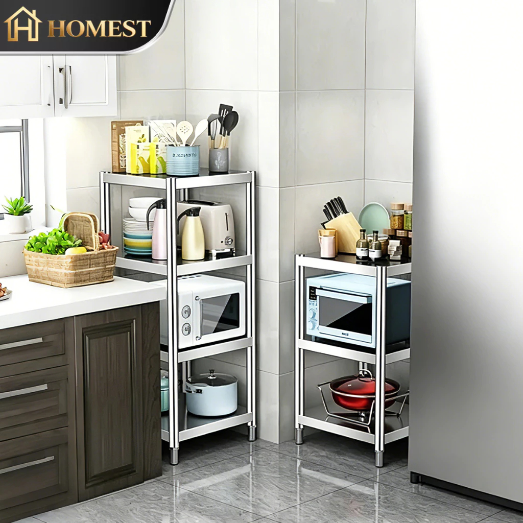 HM Stainless Steel Kitchen Storage Rack Shelf Seam Storage Rack ...