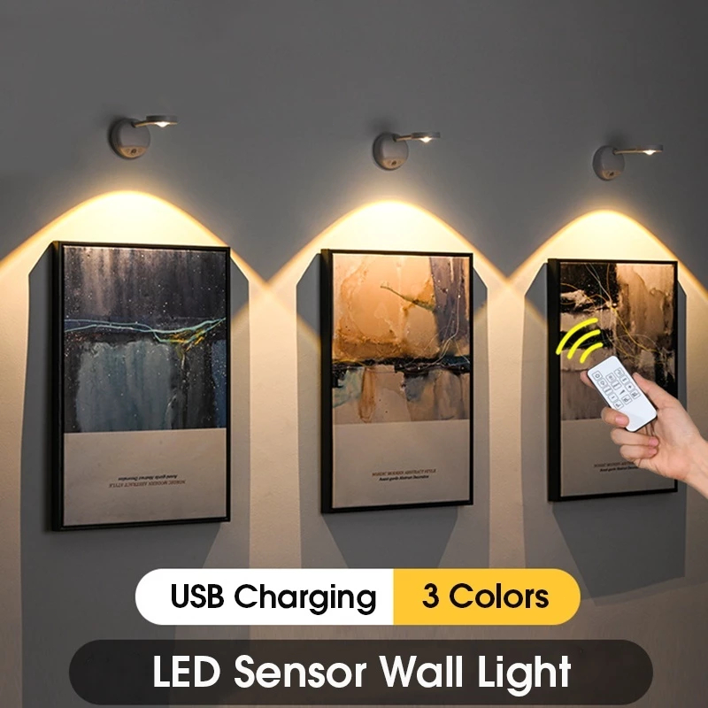 LED Rechargeable Motion Sensor Wall Light Wireless Wall Monted Night ...