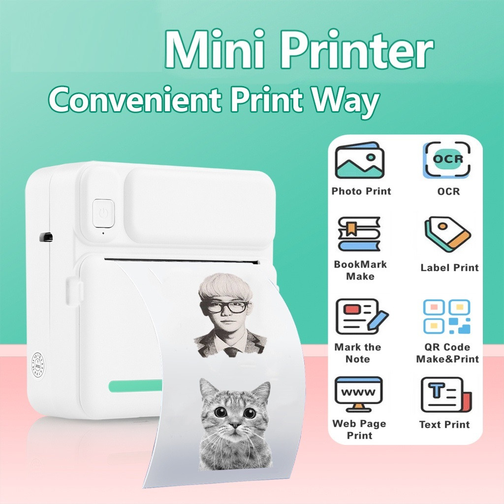 Mini Portable Thermal Printer Paper Photo Pocket Printer 57 Mm Printing ...