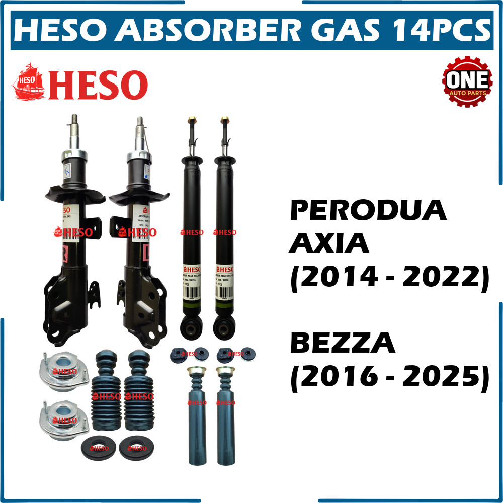 FRONT & REAR ABSORBER GAS 14PCS HESO PERODUA AXIA (2014 - 2022) BEZZA ...