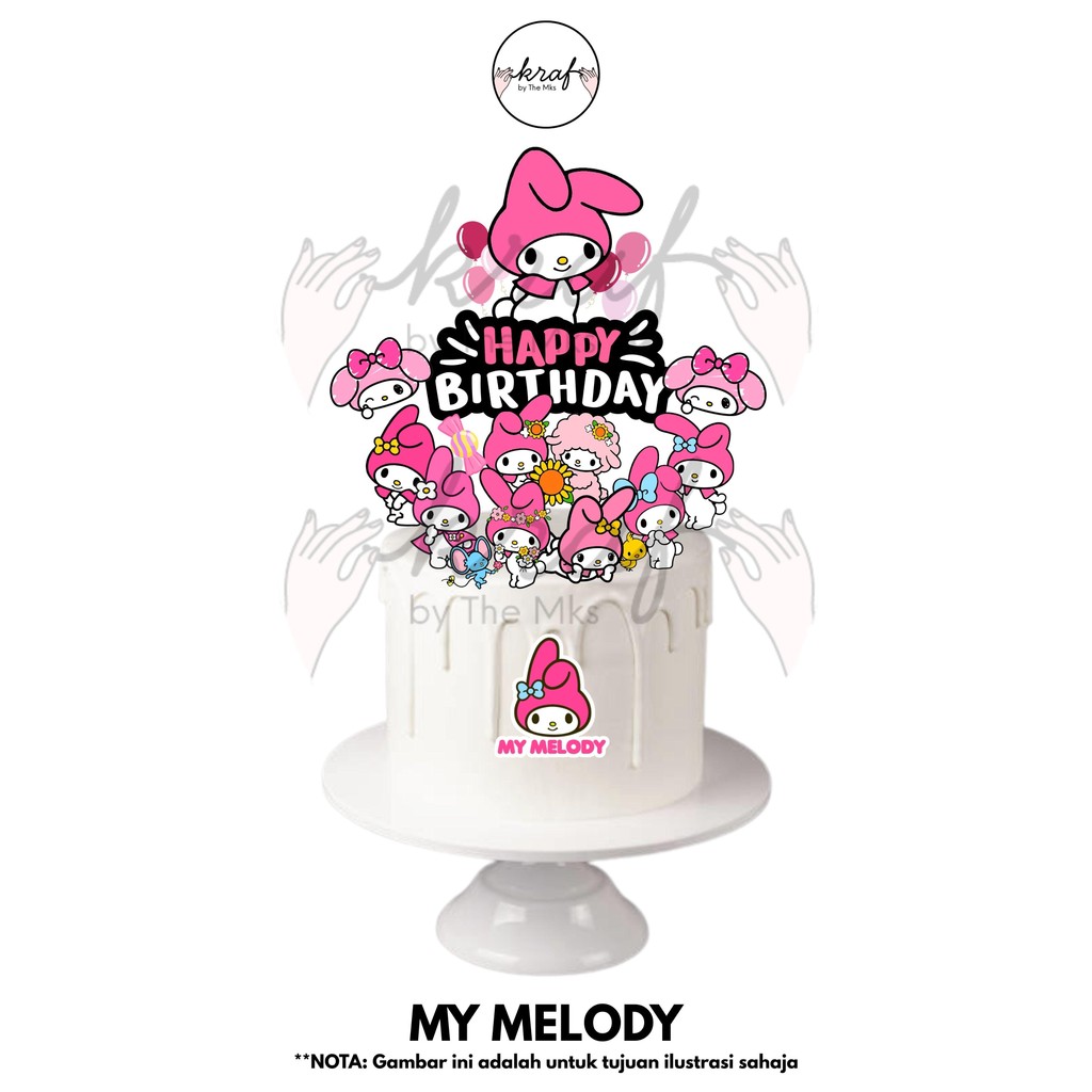 MY MELODY Premium Paper Cake Topper Set (8–15pcs) | Hiasan Kek ...
