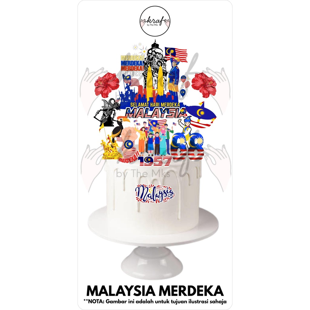MALAYSIA MERDEKA Premium Paper Cake Topper Set | Hiasan Kek & Cupcake ...
