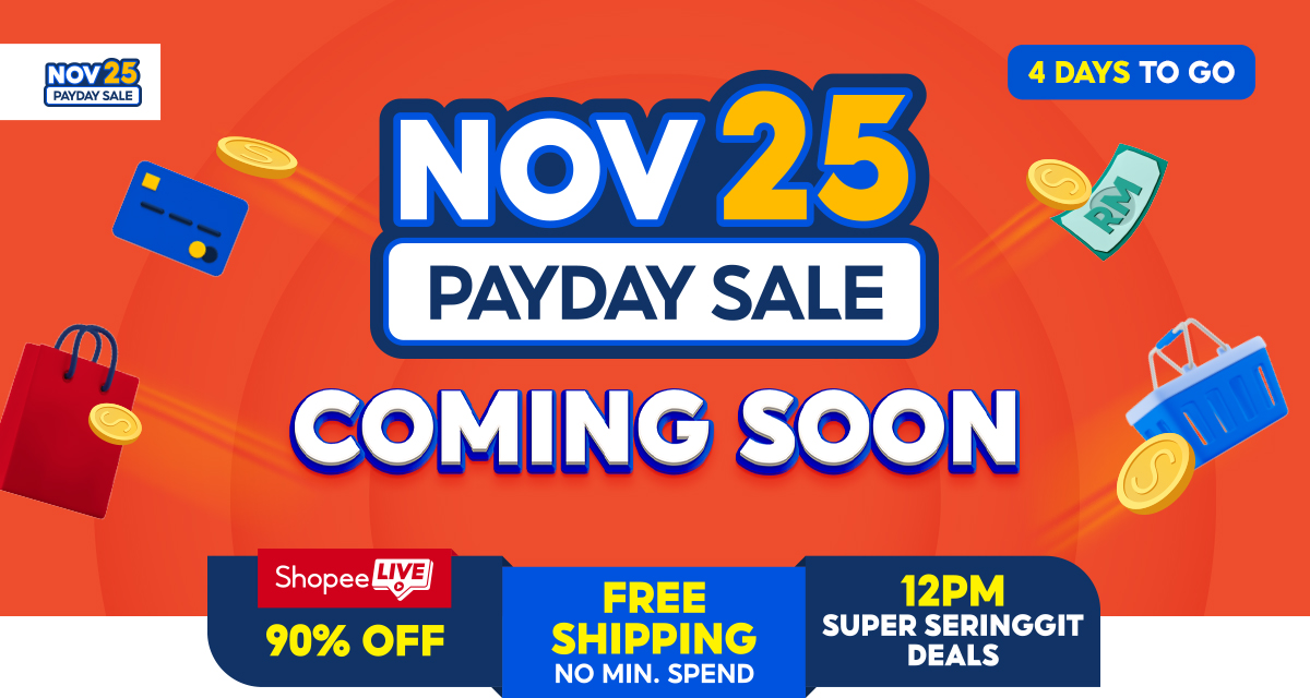 Nov 25 Payday Sale 2023 | Shopee Live 90% Off + Free Shipping No