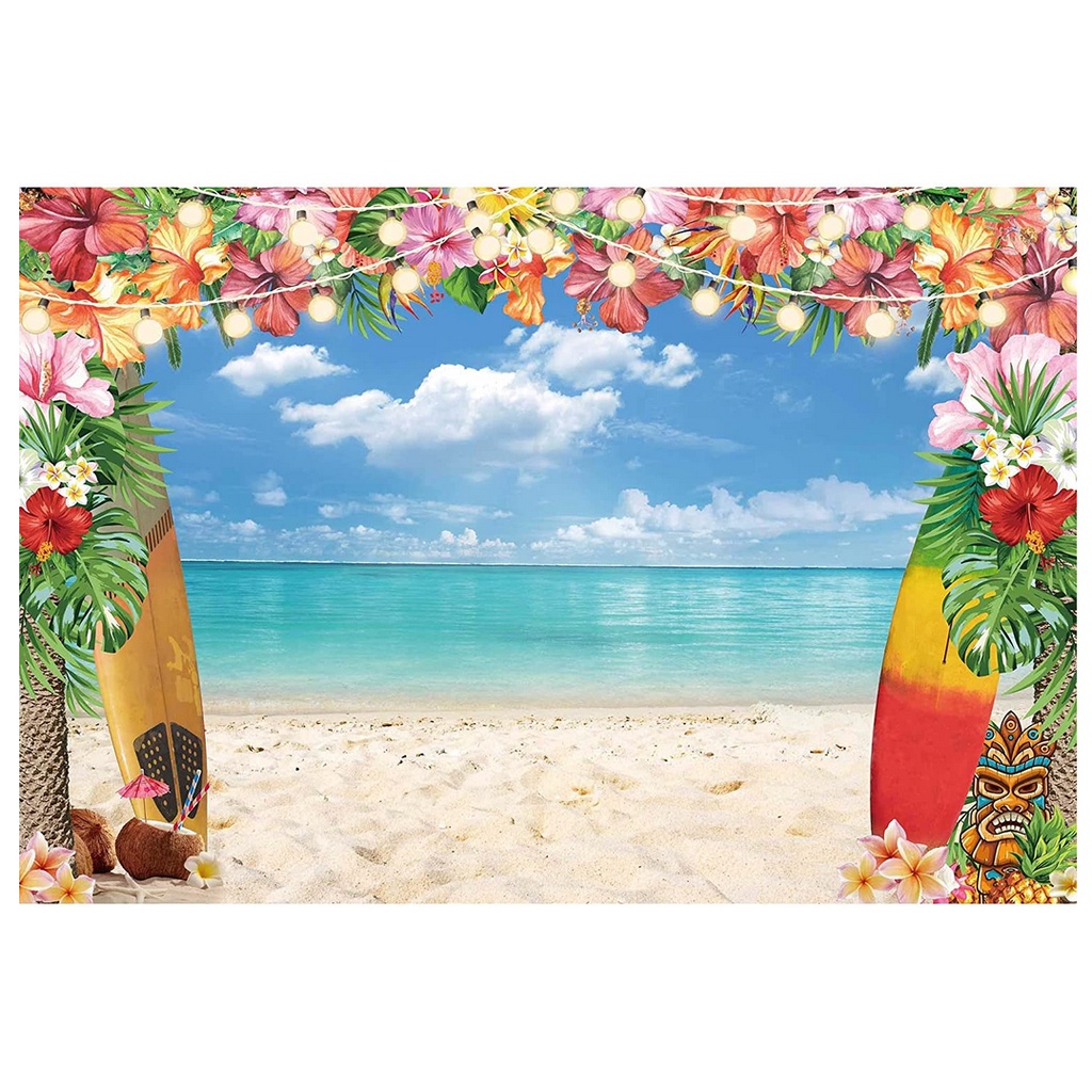 7x5ft Fabric Summer Hawaiian Beach Backdrop for Photography Tropical ...