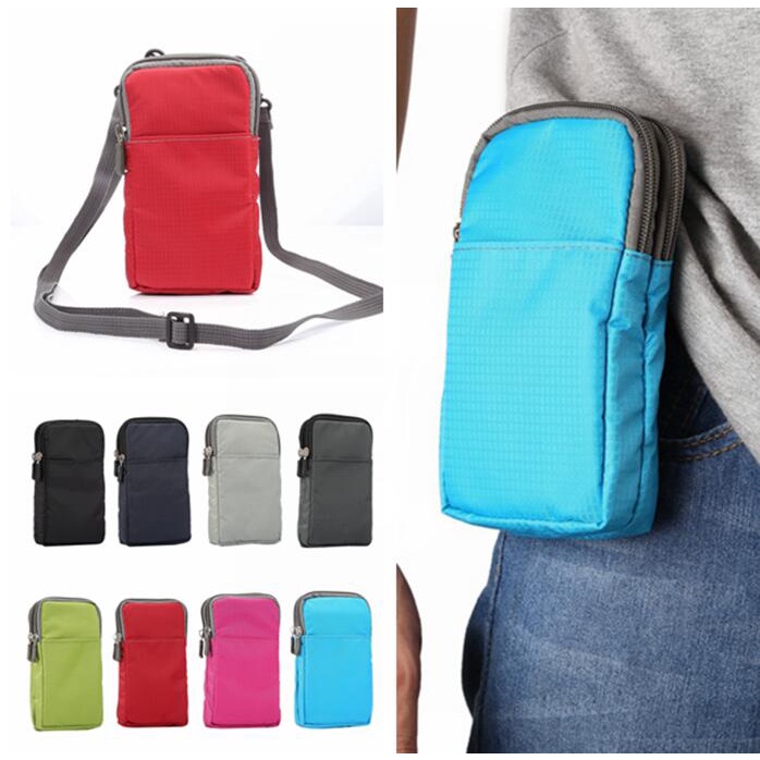 Universal Nylon Fashion Mobile Phone Bag Long Lanyard Zipper Waist Pack ...