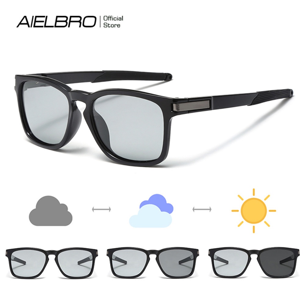 Aielbro Photochromic Polarized Aviation Sunglasses For Men Cycling Glasses Driving Sun Glasses