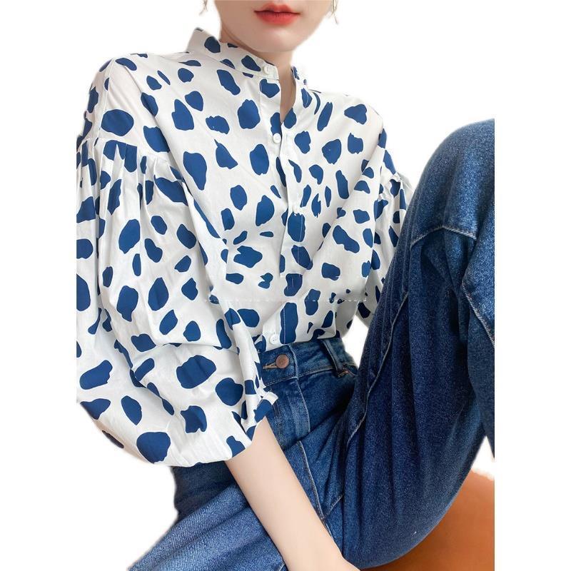[Ready Stock] French Niche Puff Sleeve ThreeQuarter Shirt Women Korean