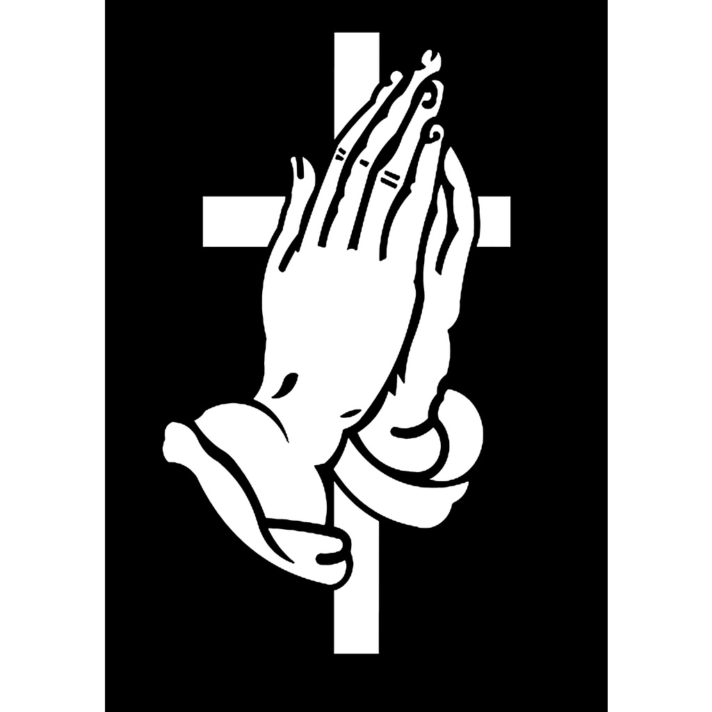 Praying Hand With CROSS Religious Christian Sticker Decal For ...