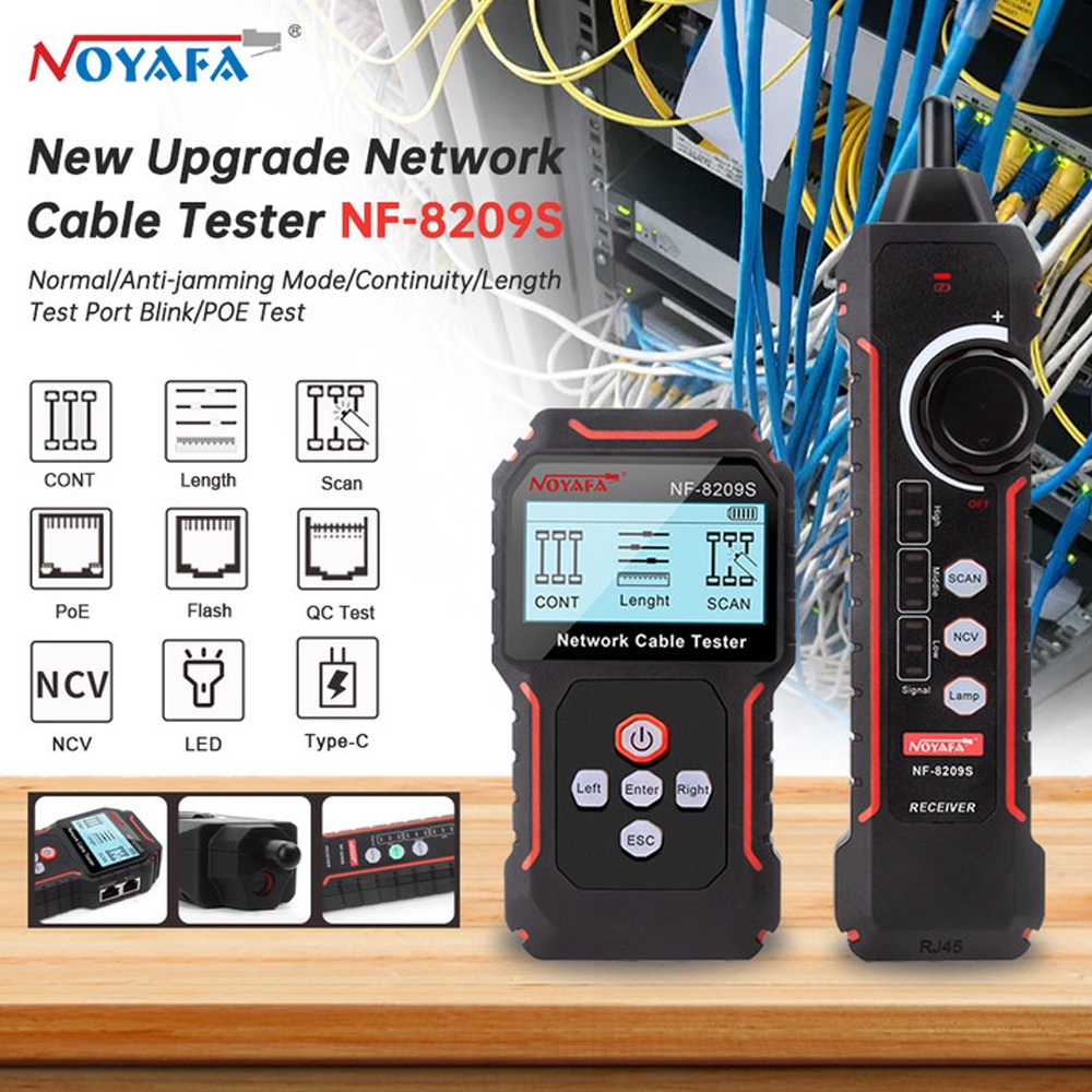 NOYAFA NF8209S Network Cable Tester Cable Tracker Cat5 Cat6 PoE Tester