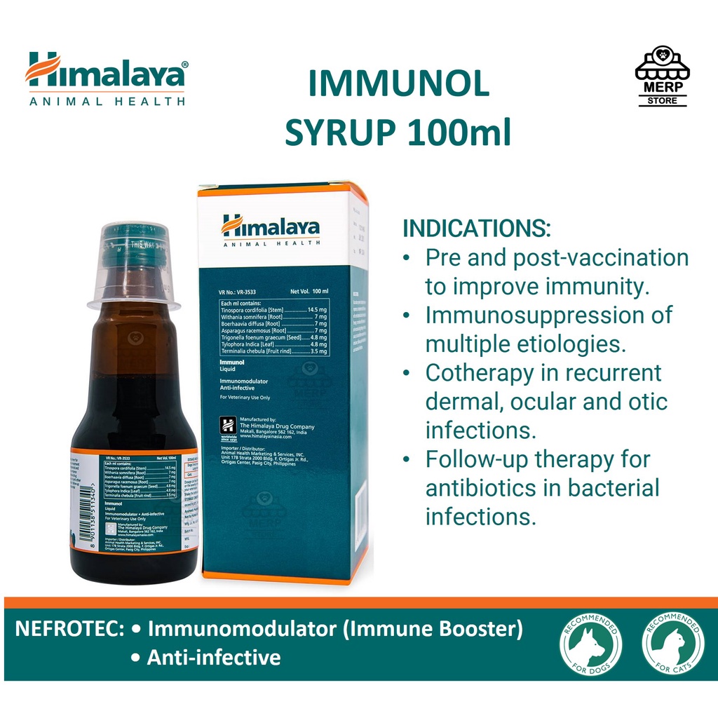 Himalaya Immunol Syrup 100ml for Cats and Dogs Immune Booster ...