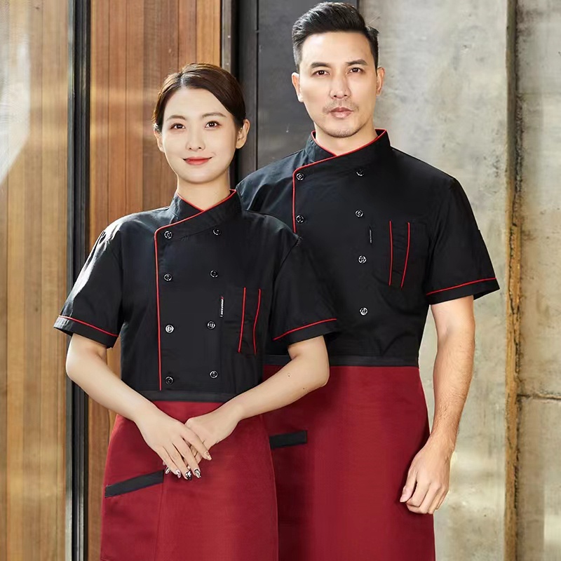 Ready Stock Chef Clothing Short Sleeved Breathable Kitchen Cooking Back Kitchen Work Clothes 2926