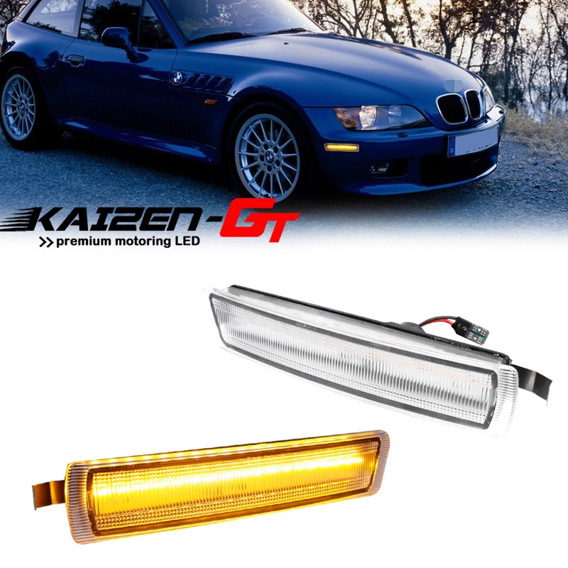 Amber/White LED Car Front Bumper Side Marker Indicator Lights For 1996