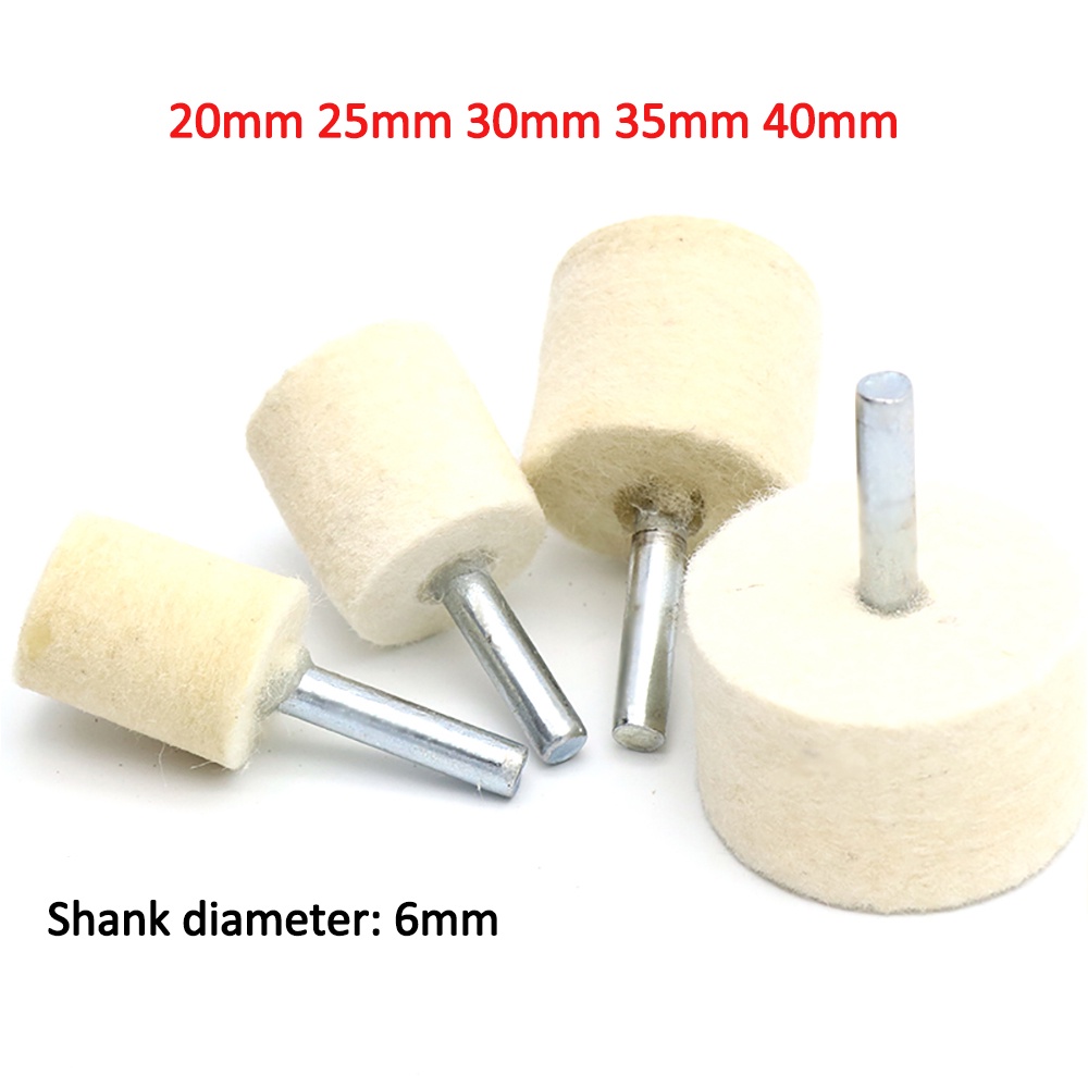 2040mm Wool Felt Mounted Polishing Buffing Wheel Wool Bob Burr 6mm