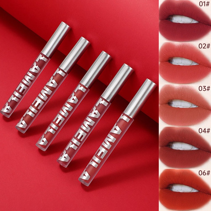 Velvet Matte Air Lip Glaze Non-fading Glass Lip Glaze Waterproof Cinnamon Milk Tea Color Lip ...