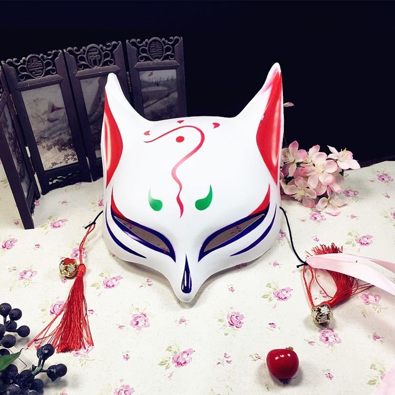 Fox Mask Japanese Anime Cosplay Masks Kabuki Kitsune Masks Half Face PVC Mask Festival