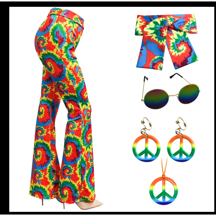 70s 80s Women Hippie Costume Set Bell Bottom Flared Pant for christmas ...