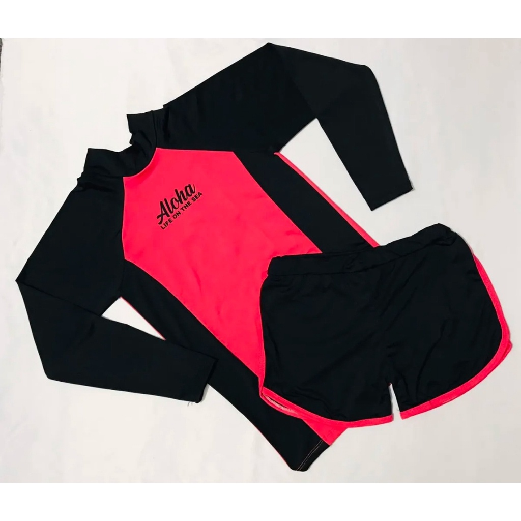 ALOHA RASHGUARD WOMEN'S RASH GUARD SWIMMING ATTIRE SWIM BEACH swimsuit ...