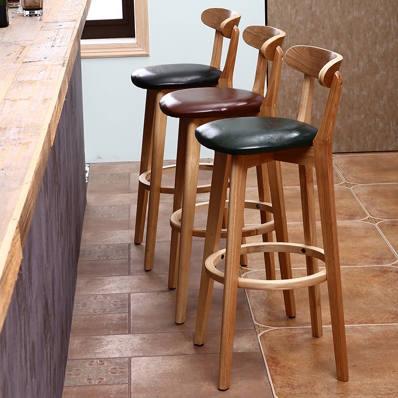 3 days delivery Solid Wood Bar Chair Modern Minimalist High Stool Home