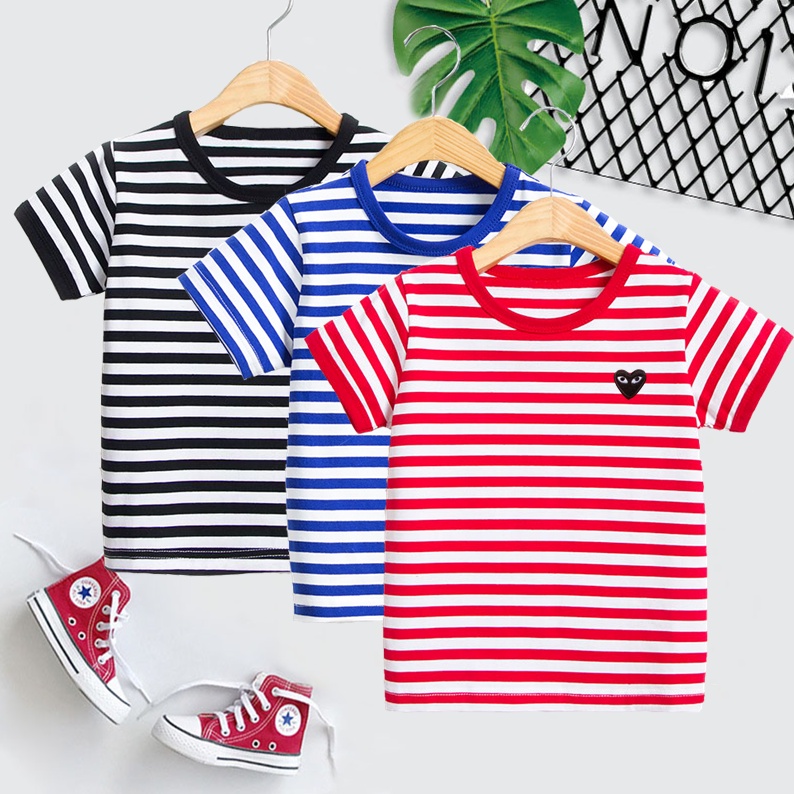 Cdg play clearance striped short sleeve