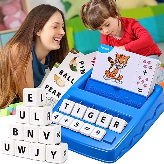 Kids educational toys letter matching playing cards learning spelling ...